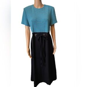 Positive Attitude Vintage 90s Witchy Goth Punk Striped Belted Maxi Shirt Dress